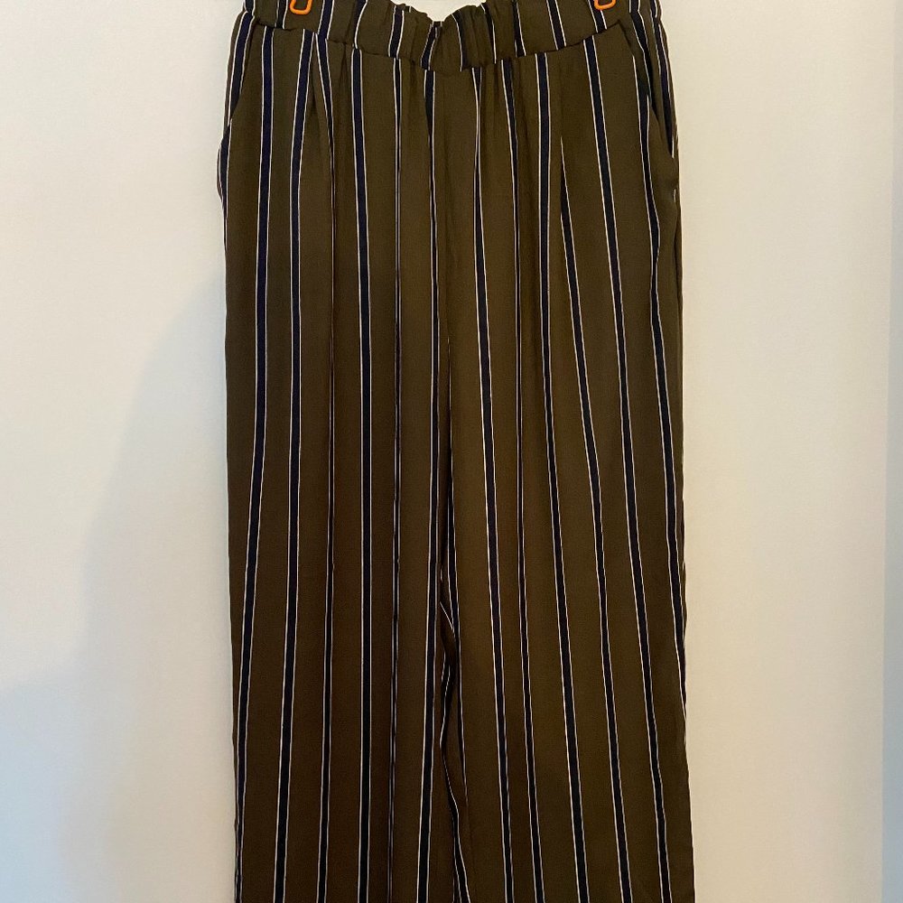 Olive, Navy, and White Women's Pants